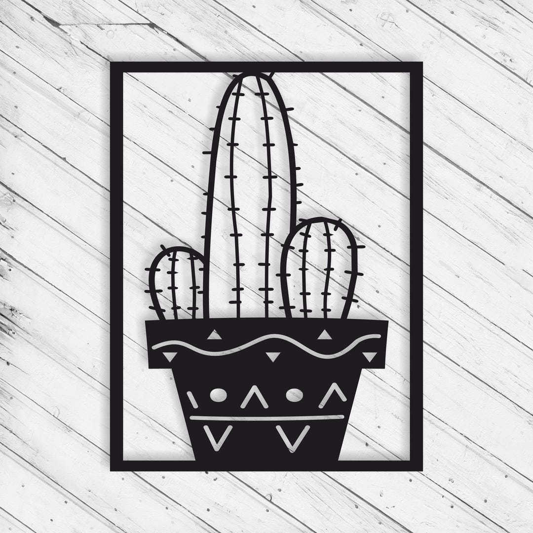 Cactus Wall Art Decor Laser Cut Dxf Glowforge Svg Xtool CNC Router ...