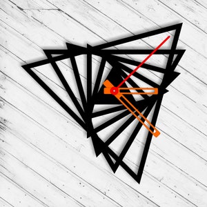 Zegar ścienny trójkątny wycinany laserowo Dxf Glowforge Svg xTool D1 CNC Router tnący Metalowe cięcie Drewno Plan cięcia Szablon Pobierz cyfrowe pliki wektorowe