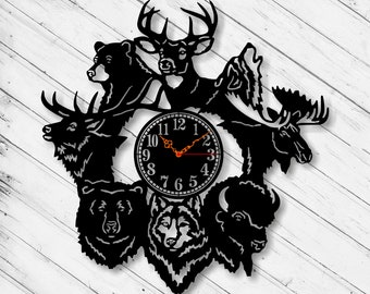 Wild Animals Clock Laser Cut Dxf Glowforge Svg xTool D1 Template CNC Cutting Router Plazma Cut Instant Download Digital Vector Pdf Eps Files