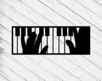 Piano Wall Art Decor Laser Cut Dxf Glowforge Svg xTool D1 CNC Router Cutting Vinyl Cut Sticker Metal Cut Silhouette Template Digital Files