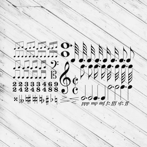 Music Note Symbol Bundle Laser Cut Dxf Glowforge Svg File Cricut Silhouette Template Pattern CNC Router Cutting Vinyl Cut Digital Files