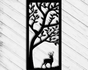 Deer Wall Art Decor Laser Cut Dxf Glowforge Svg xTool D1 CNC Router Cutting Vinyl Cut Sticker Metal Cut Silhouette Template Digital Files