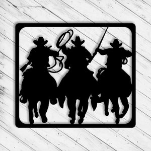 Cowboys Laser Cut Dxf Glowforge SVG Wand Kunst Dekor CNC Fräser Vinyl Schnitt Aufkleber Dekorative Metallplatte Plazma Schnitt Digital Ai Pdf Eps Dateien