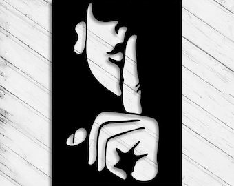 Silence Mural Wall Art Laser Cut Dxf Glowforge Svg xTool D1 CNC Router Cutting Vinyl Cut Sticker Metal Cut Silhouette Template Digital Files