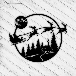 Weihnachtsmann Laser Cut Dxf Glowforge svg Datei CNC Fräser Wand Kunst Dekor Cricut Muster Vinly Cut Aufkleber Dekorative Metallplatte Plazma Cut