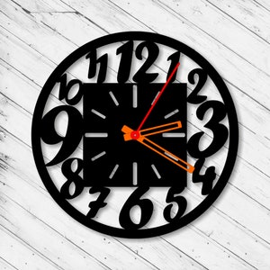 Orologio da parete numerico Laser Cut Dxf Glowforge Svg xTool D1 CNC Cutting Router Metal Cut Wood Plan Template Download File vettoriali digitali
