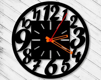 Numeric Wall Clock Laser Cut Dxf Glowforge Svg xTool D1 CNC Cutting Router Metal Cut Wood Cut Plan Template Download Digital Vector Files