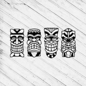 Tiki Maske Wand Kunst Dekor Laser Cut Dxf Glowforge svg xTool D1 CNC Fräser Schneiden Vinyl Schnitt Aufkleber Metall Schnitt Silhouette Vorlage Datei