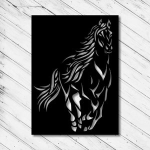 Pferd Laser Cut Dxf Glowforge svg xTool D1 Datei Wand Kunst Dekor Muster CNC Fräser Schneiden Dekorative Metall Plazma Schnitt Download Digitale Dateien