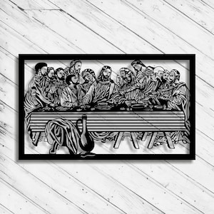 Letztes Abendmahl Wall Art Decor Laser Cut Dxf Glowforge SVG xTool CNC Fräser Schneiden Vinyl geschnitten Aufkleber Metall geschnitten Silhouette Vorlage digitale Datei