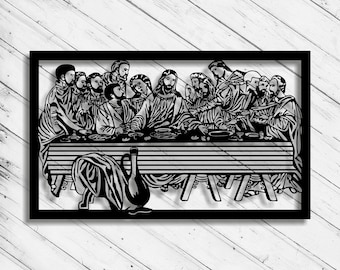 Last Supper Wall Art Decor Laser Cut Dxf Glowforge Svg xTool CNC Router Cutting Vinyl Cut Sticker Metal Cut Silhouette Template Digital File