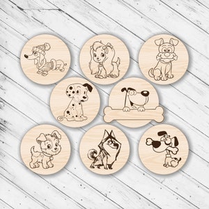 Dog Coaster Laser Cut Dxf Glowforge Svg xTool D1 Modello di piano CNC Router di taglio Incisione Download immediato File vettoriali digitali Ai Pdf Eps