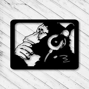 Affe Musik Laser Cut Dxf Glowforge svg xTool D1 Datei-Wand-Kunst-Dekor CNC-Fräser Schneiden Dekorative Metall Plazma Schnitt Download Digitale Dateien