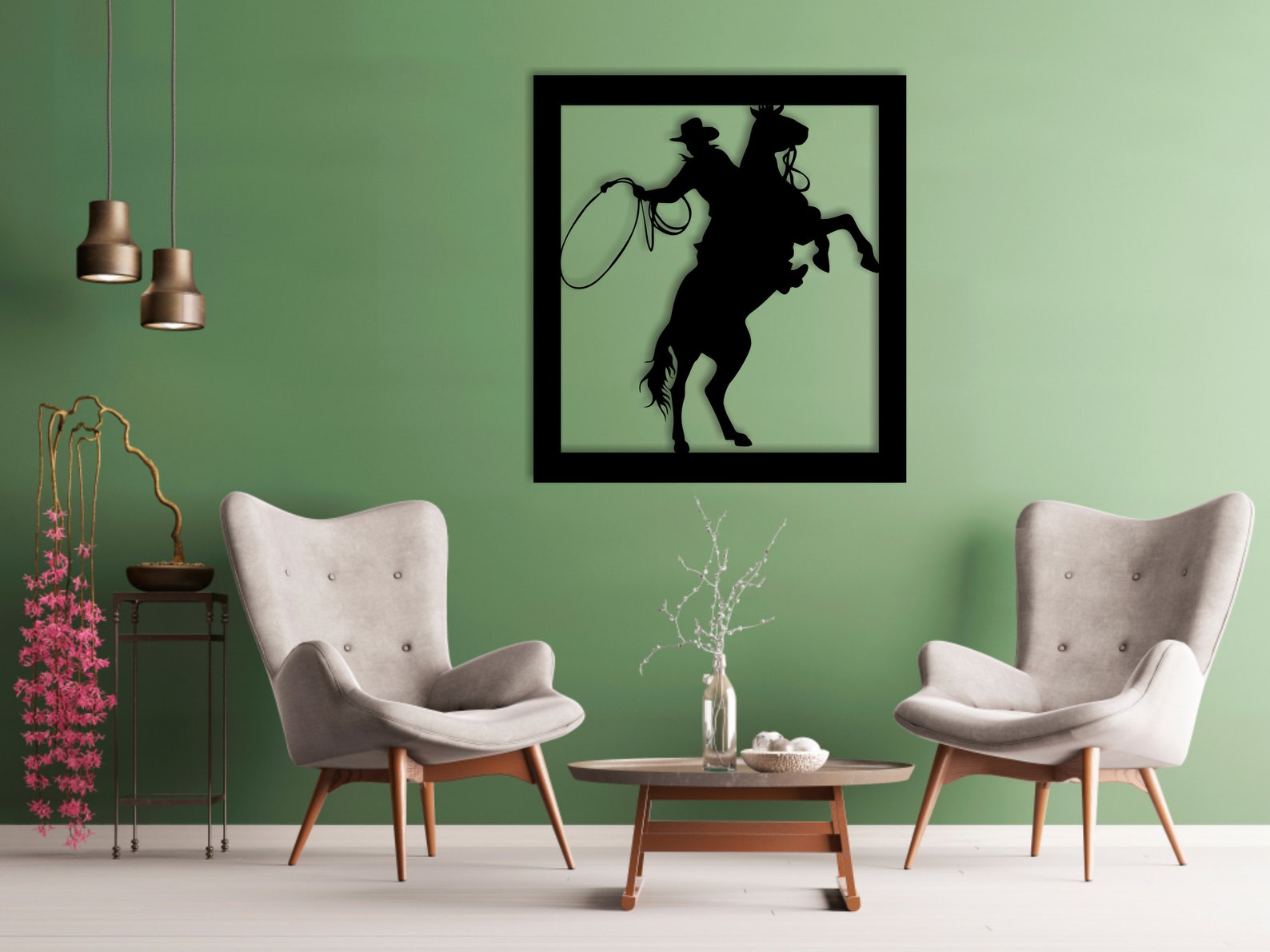 Cowboy Wall Art Decor Laser Cut Dxf Svg Xtool D1 CNC Etsy