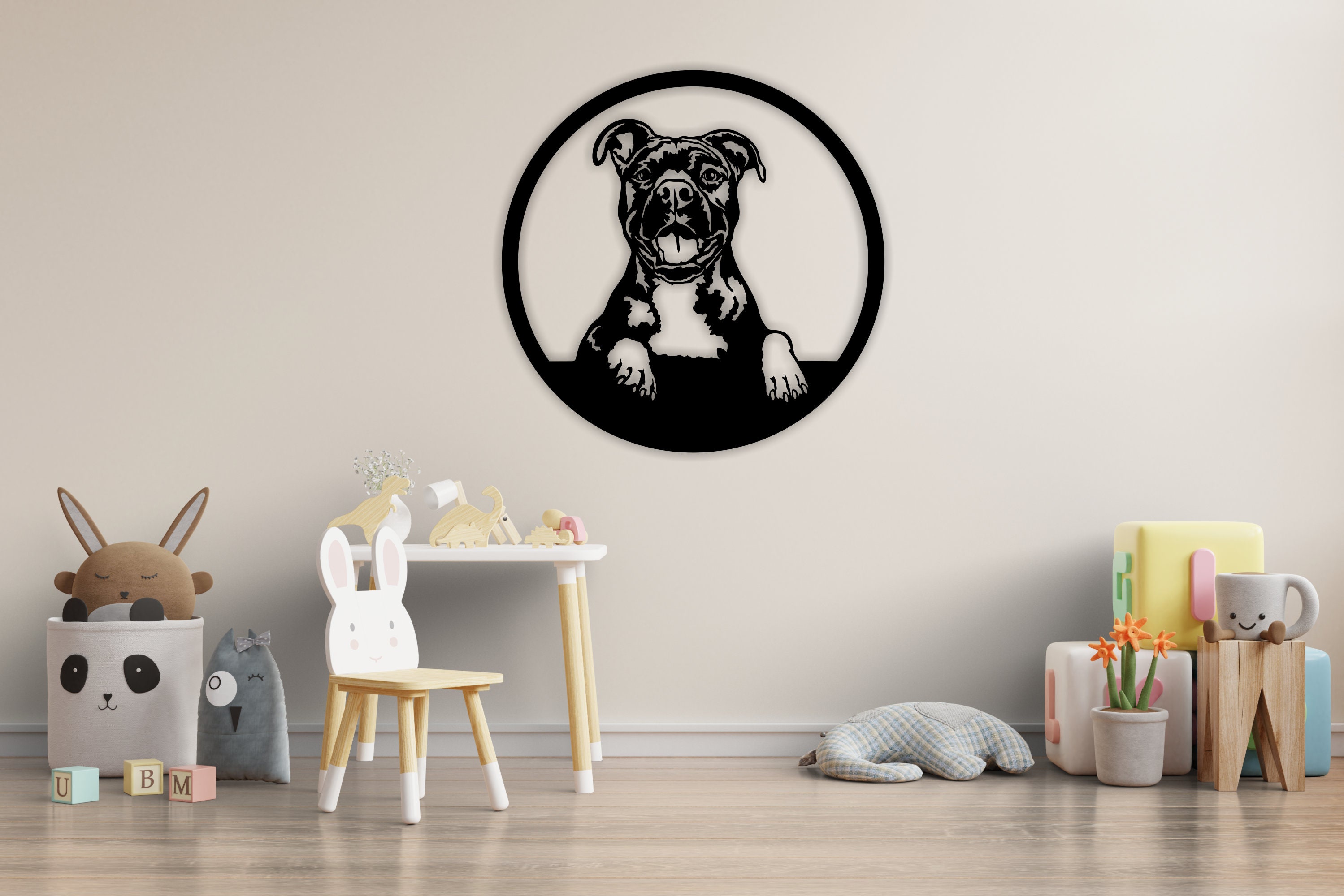 Bulldog Pitbull Laser Cut Dxf Glowforge Svg Xtool File Wall Art