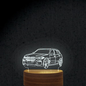 x5 車 3D イリュージョン アクリル ホログラム ナイト LED ランプ レーザーカット 彫刻 ファイル Dxf Glowforge SVG デジタル ベクトル AI PDF ファイル インスタント ダウンロード