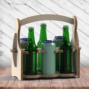 Hout bier houder Lasergesneden Dxf Glowforge Svg Xtool D1 bestand CNC Router snijden plan sjabloon Instant Download digitale Vector Ai Pdf Eps-bestanden
