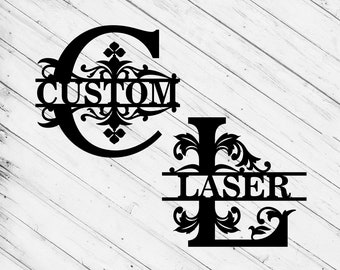 Alphabet Split Monogram Bundle Laser Cut Dxf Glowforge Svg File Cricut Silhouette Template Pattern CNC Router Cutting Vinyl Cut Digital File