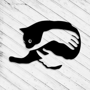 Chat découpé au laser Dxf Glowforge Svg xTool D1 mur Art déco motif vinyle découpé CNC autocollant en métal téléchargement numérique vecteur Ai Pdf Eps