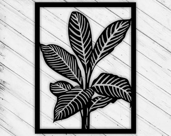 Leaves Wall Art Decor Laser Cut Dxf Glowforge Svg xTool D1 CNC Router Cutting Vinyl Cut Sticker Metal Cut Silhouette Template Digital Files