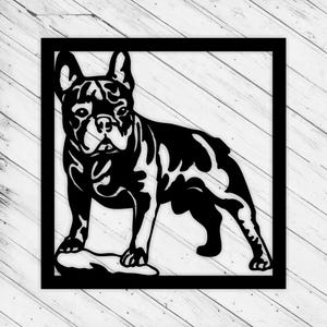 Bulldogge Hund Laser Cut Glowforge svg xTool D1 Wand Kunst Dekor Muster CNC Vinyl Schnitt Aufkleber Metallschnitt Download Digital Vektor Ai Pdf Eps Datei