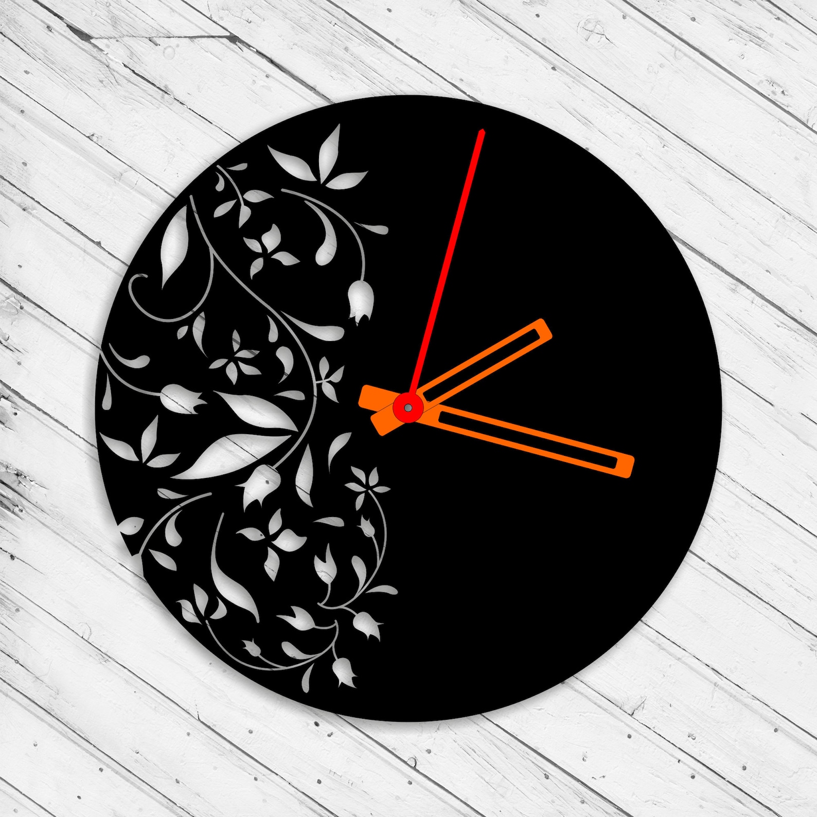 Wall Clock Flowers Laser Cut Dxf Svg Xtool D1 CNC Etsy