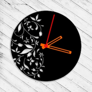 Relógio de parede Flores Laser Cut Dxf Glowforge Svg xTool D1 CNC Cutting Router Metal Cut Wood Cut Plan Template Download Digital Vector Files