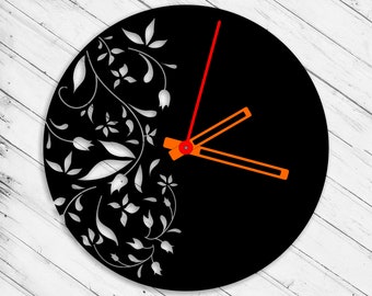 Wall Clock Flowers Laser Cut Dxf Glowforge Svg xTool D1 CNC Cutting Router Metal Cut Wood Cut Plan Template Download Digital Vector Files