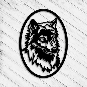 Wolf Wand Kunst Dekor Laser Schnitt Dxf Glowforge SVG xTool D1 CNC Fräser Schneiden Vinyl Schnitt Aufkleber Metall Schnitt Silhouette Vorlage Digitale Dateien