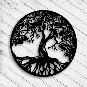 Baum des Lebens Laser Cut Gravur Dxf Glowforge Plotterdatei Wand Kunst Papier Handwerk Dekorative Panel Download Digitale Vektor Ai Pdf Eps-Dateien