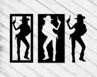 Cow Girl Laser Cut Dxf Glowforge Svg Wall Art Decor Cricut Pattern CNC Router Vinyl Cut Sticker Paper Craft Metal Plazma Cut Digital Files