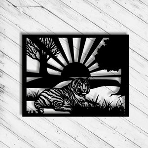 Tiger Wall Art Decor Laser Cut Dxf Glowforge Svg CNC Router Decorative Metal Panel Plazma Cut Instant Download Digital Vector Ai Pdf Files