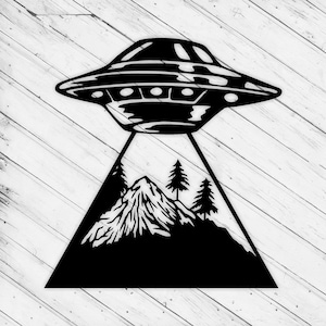 UFO Laser Cut Glowforge svg xTool D1 Wand Kunst Dekor Muster CNC Vinyl Schnitt Aufkleber Metallschnitt Download Digital Vektor Ai Pdf Eps Datei