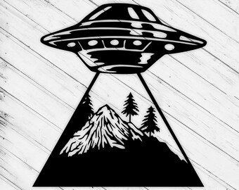 UFO Laser Cut Glowforge Svg xTool D1 Wall Art Decor Pattern CNC Vinyl Cut Sticker Metal Cut Download Digital Vector Ai Pdf Eps File