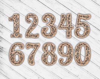 Number 0-9 Laser Cut Dxf Glowforge Svg File CNC Router Cutting Plan Template Pattern Instant Download Digital Vector Ai Pdf Eps Files