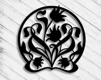 Flower Art Laser Cut Dxf Glowforge Svg File Wall Art Cricut Pattern CNC Router Cutting Vinyl Cut Scroll Saw Paper Craft Metal Plazma Cut