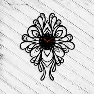 Flower Wall Clock Laser Cut Dxf Glowforge Svg Template CNC Cutting Router Plazma Cut Cricut Instant Download Digital Vector Ai Pdf Eps Files