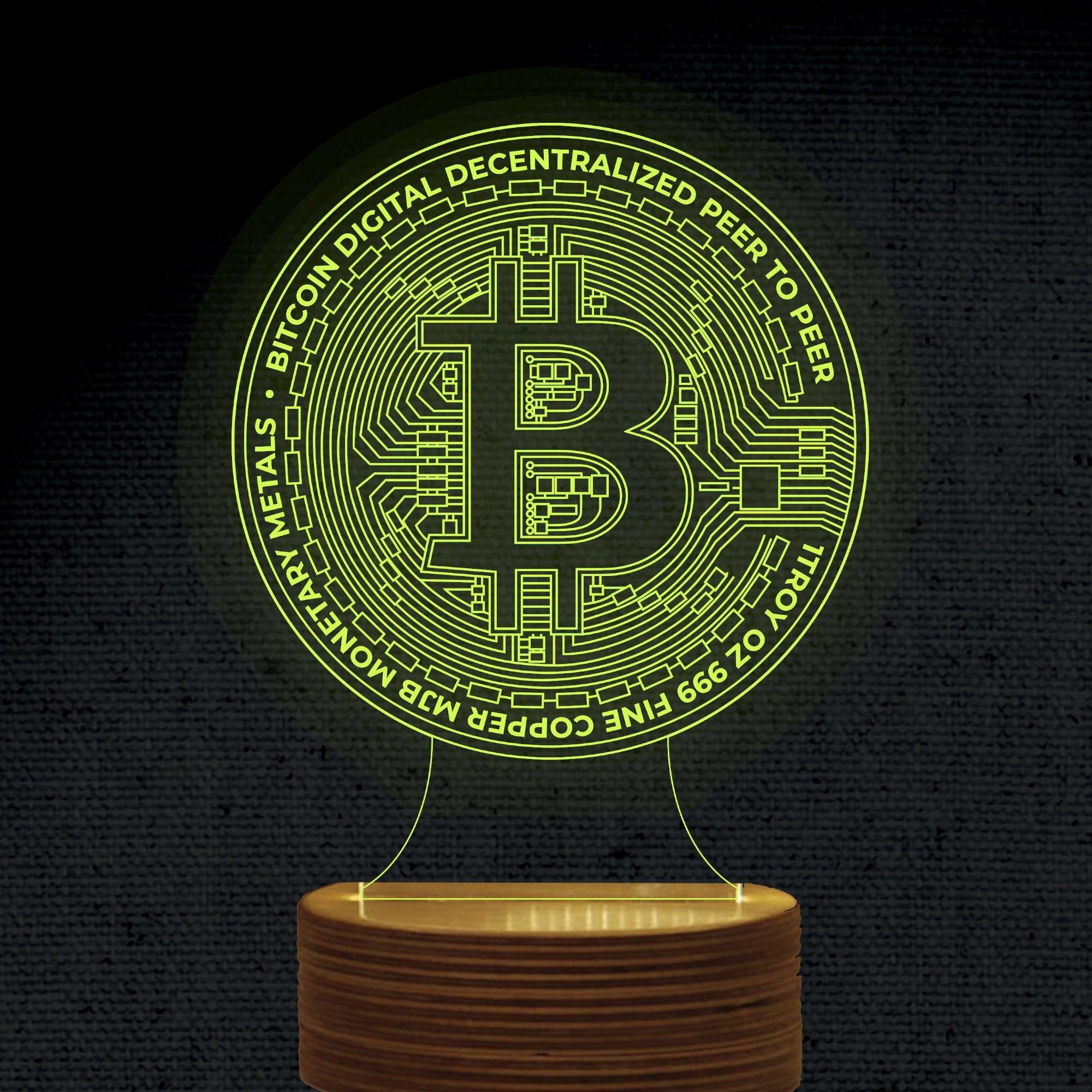 Lámpara LED nocturna holográfica acrílica con ilusión 3D de Bitcoin (BTC).  Archivo DXF para grabado láser, compatible con Glowforge y SVG. Descarga  instantánea. - Etsy España