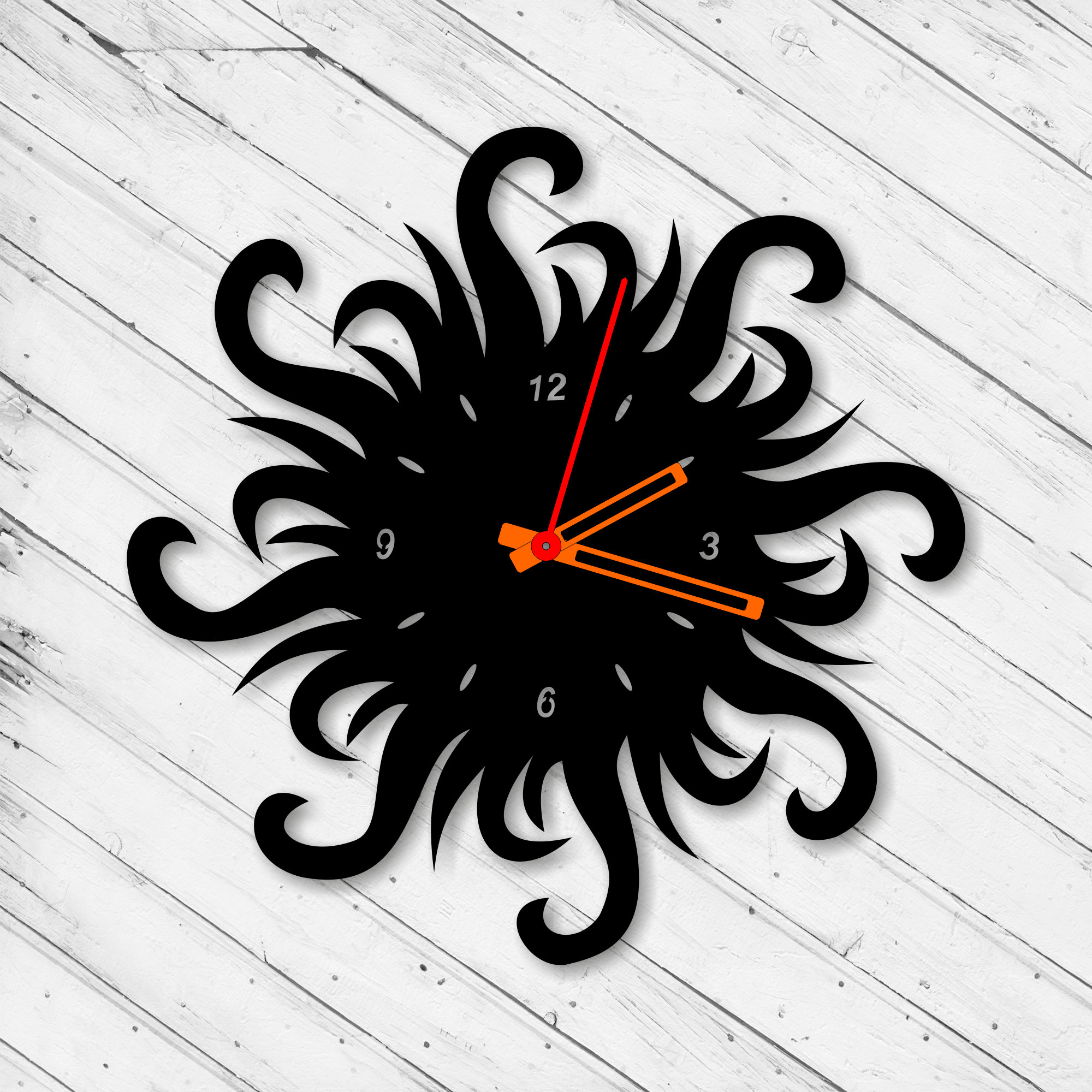 Wall Clock Sun Sign Laser Cut Dxf Glowforge Svg xTool D1 CNC Cutting Router Metal Cut Wood Cut Plan Template Download Digital Vector Files