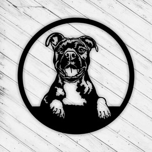 Bulldog Pitbull Lasergesneden Dxf Glowforge Svg xTool Bestand Wall Art Decor Patroon CNC Router Snijden Decoratieve Metal Cut Download digitale bestanden