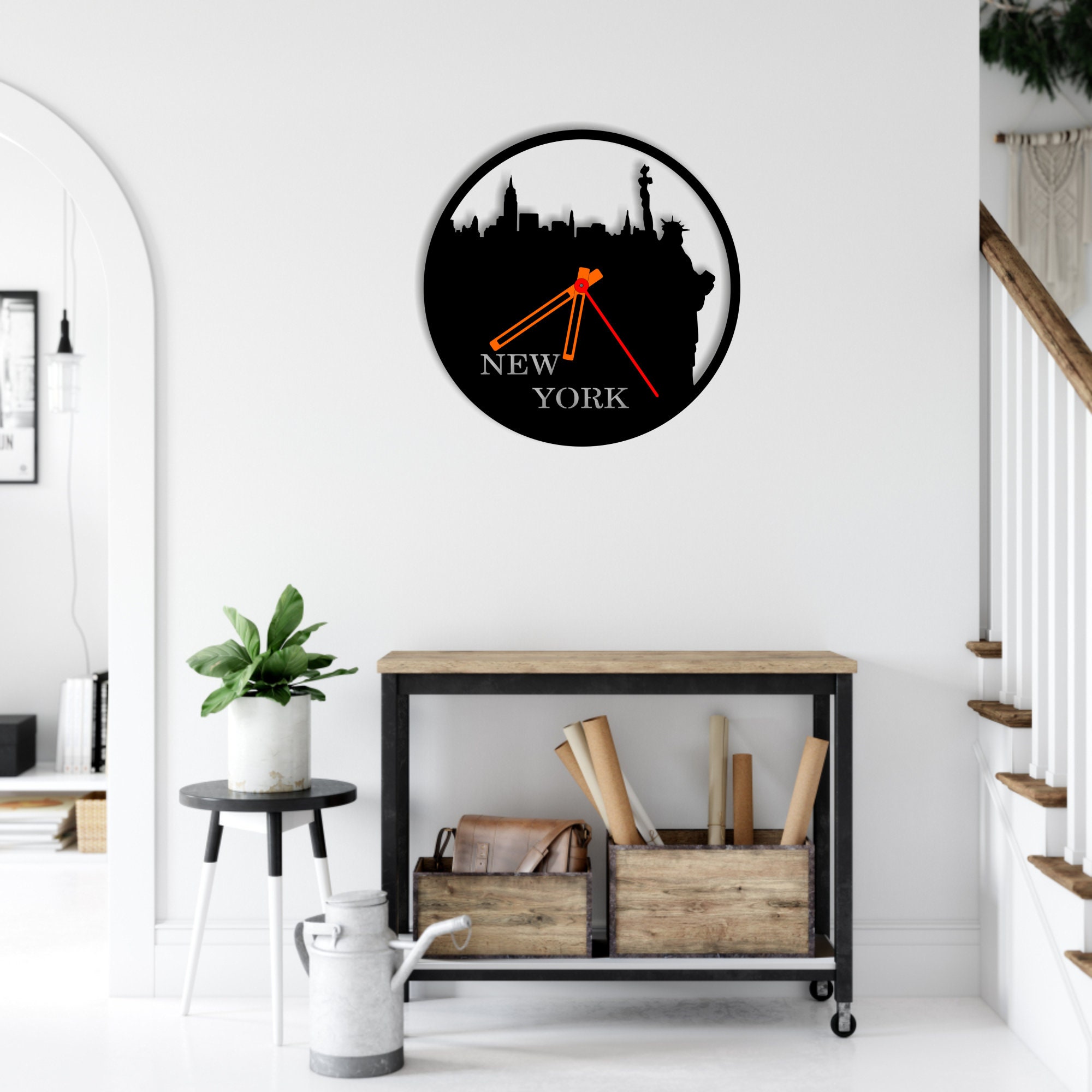 Wall Clock New York Laser Cut Dxf Glowforge Svg Template CNC