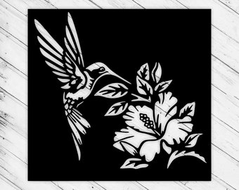 Hummingbird Art Laser Cut Dxf Glowforge Svg File CNC Router Cricut Pattern Scroll Saw Paper Craft Vinly  Decorative Metal Panel Plazma Cut