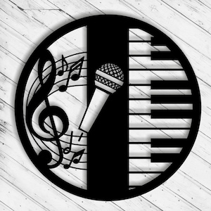 Muziek Wall Art Decor Lasergesneden Dxf Glowforge Svg xTool D1 CNC Router snijden Vinyl gesneden Sticker Metal Cut silhouet sjabloon digitale bestanden