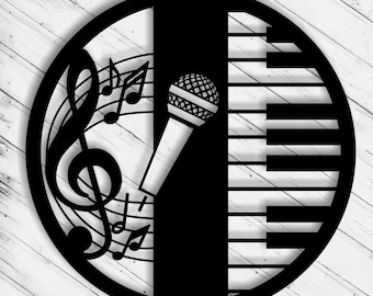 Music Wall Art Decor Laser Cut Dxf Glowforge Svg xTool D1 CNC Router Cutting Vinyl Cut Sticker Metal Cut Silhouette Template Digital Files
