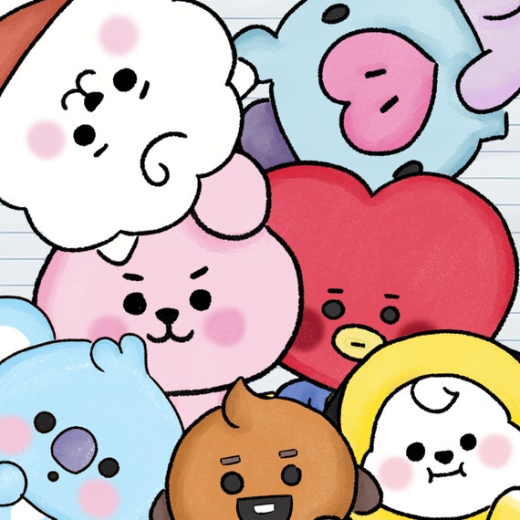 printable outline sticker bt21 cartoon png and psd file etsy