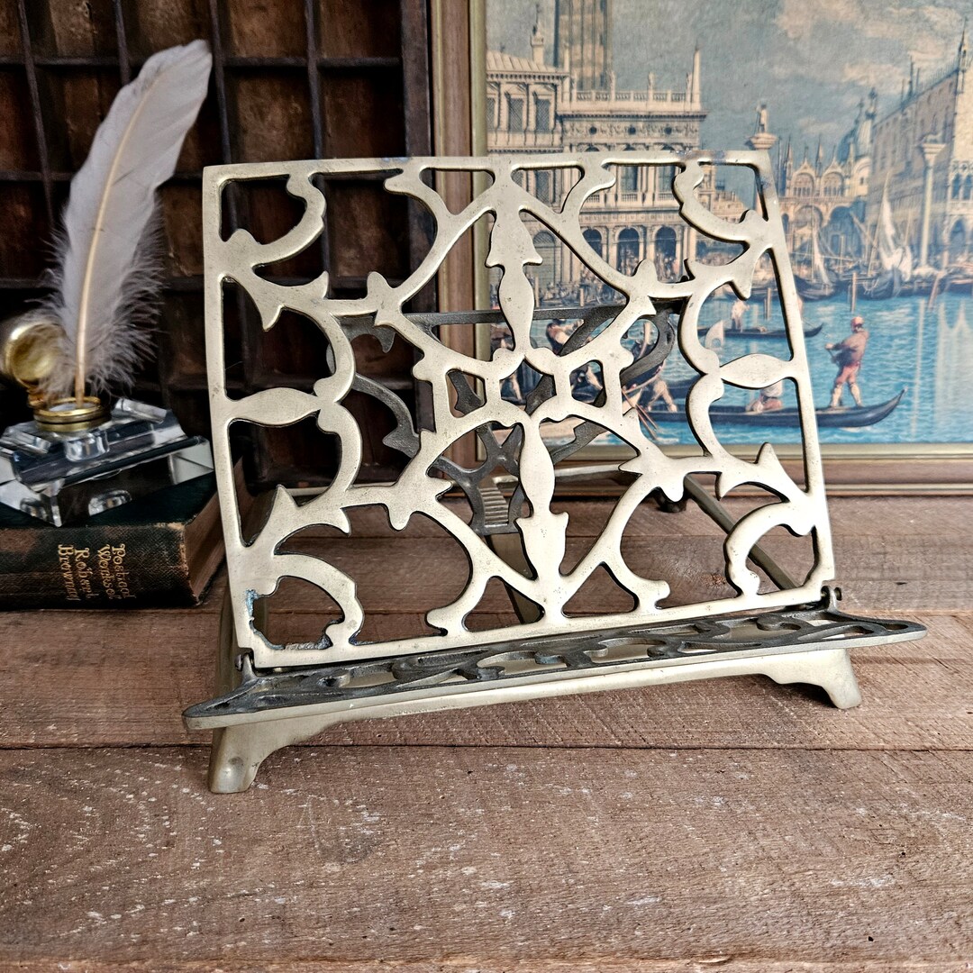 Vintage Brass Book Stand Decorative Adjustable Stand - Etsy