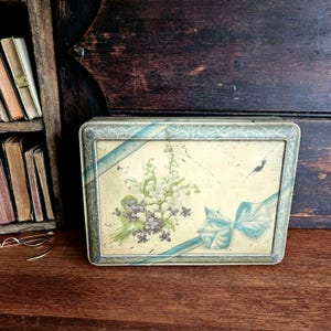 Vintage Tin with Lily of the Valley Decorative Floral Box
