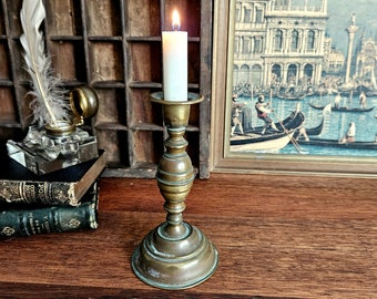 Antique Brass Candlestick, Old World Decorative Vintage Candle Holder