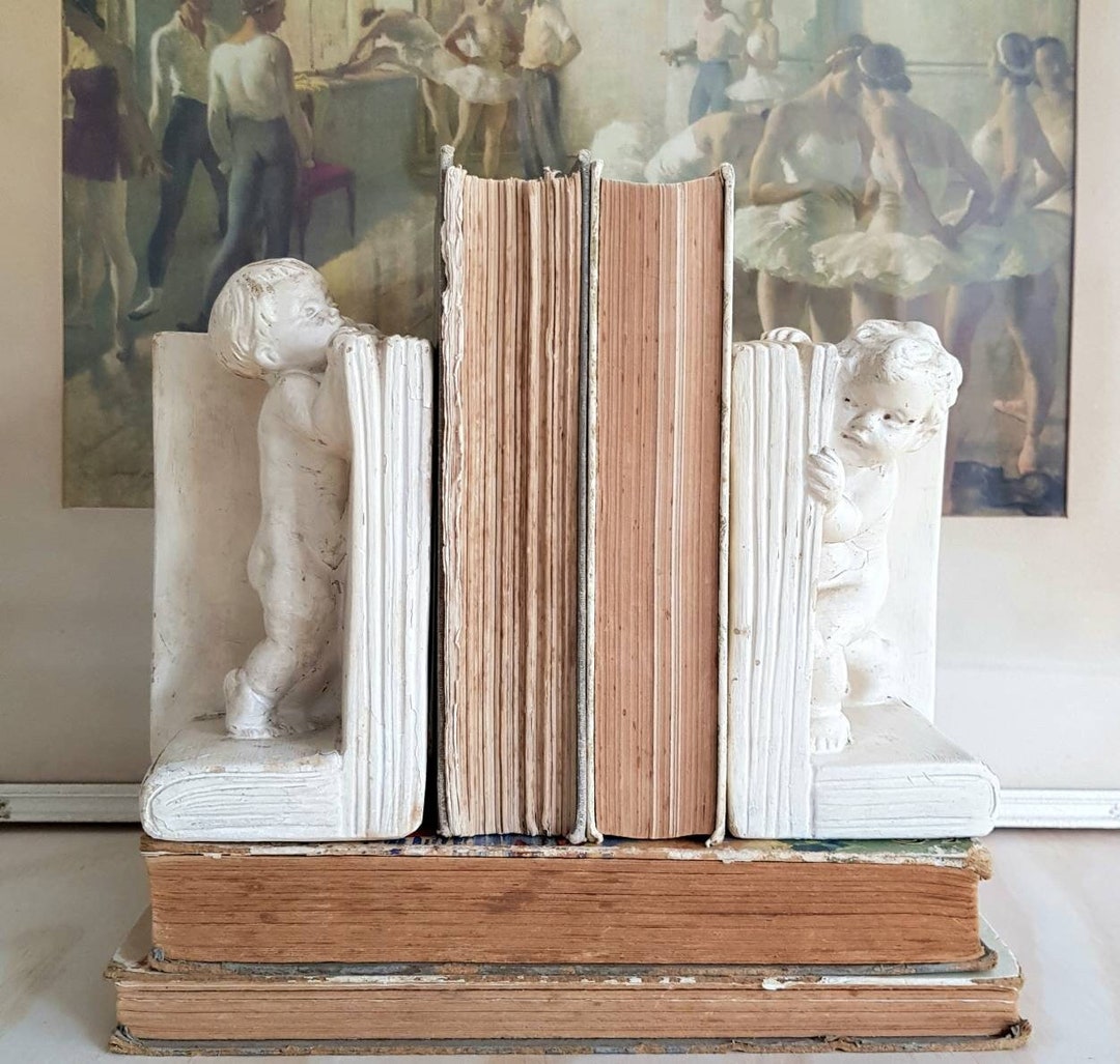 Vintage Bookends Pair Cherub Plaster Bookends Etsy Australia
