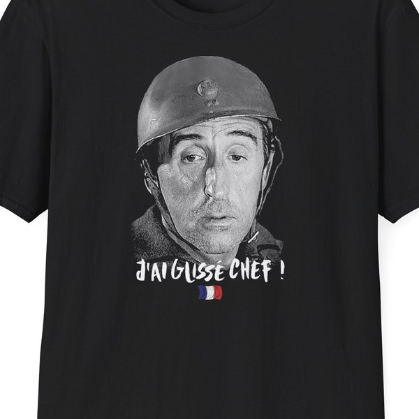 T-Shirt noir humour " J'ai glissé chef " cinéma français film cadeau homme Coupe unisexe